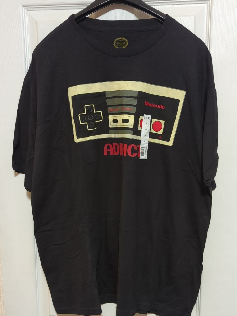 Nintendo Black T-Shirt with Retro Controller Graphic and Red Accents